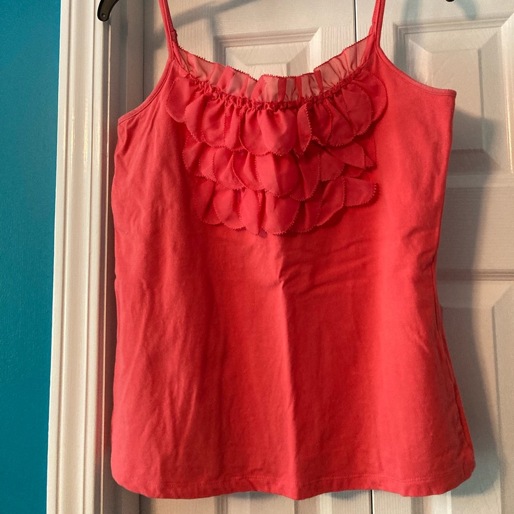 Coral/orange cami ruffle tank
